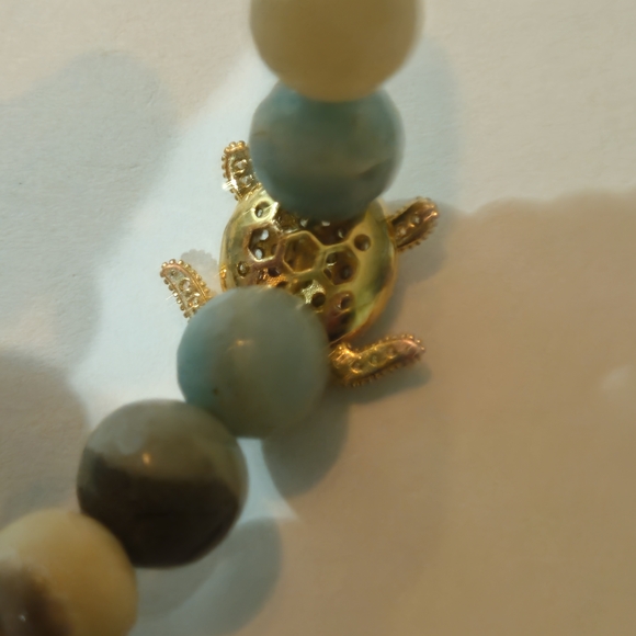 NEW Anthropologie Stone Turtle Bracelet Multicolor Gold Crystals Summer Vacation - Picture 5 of 6